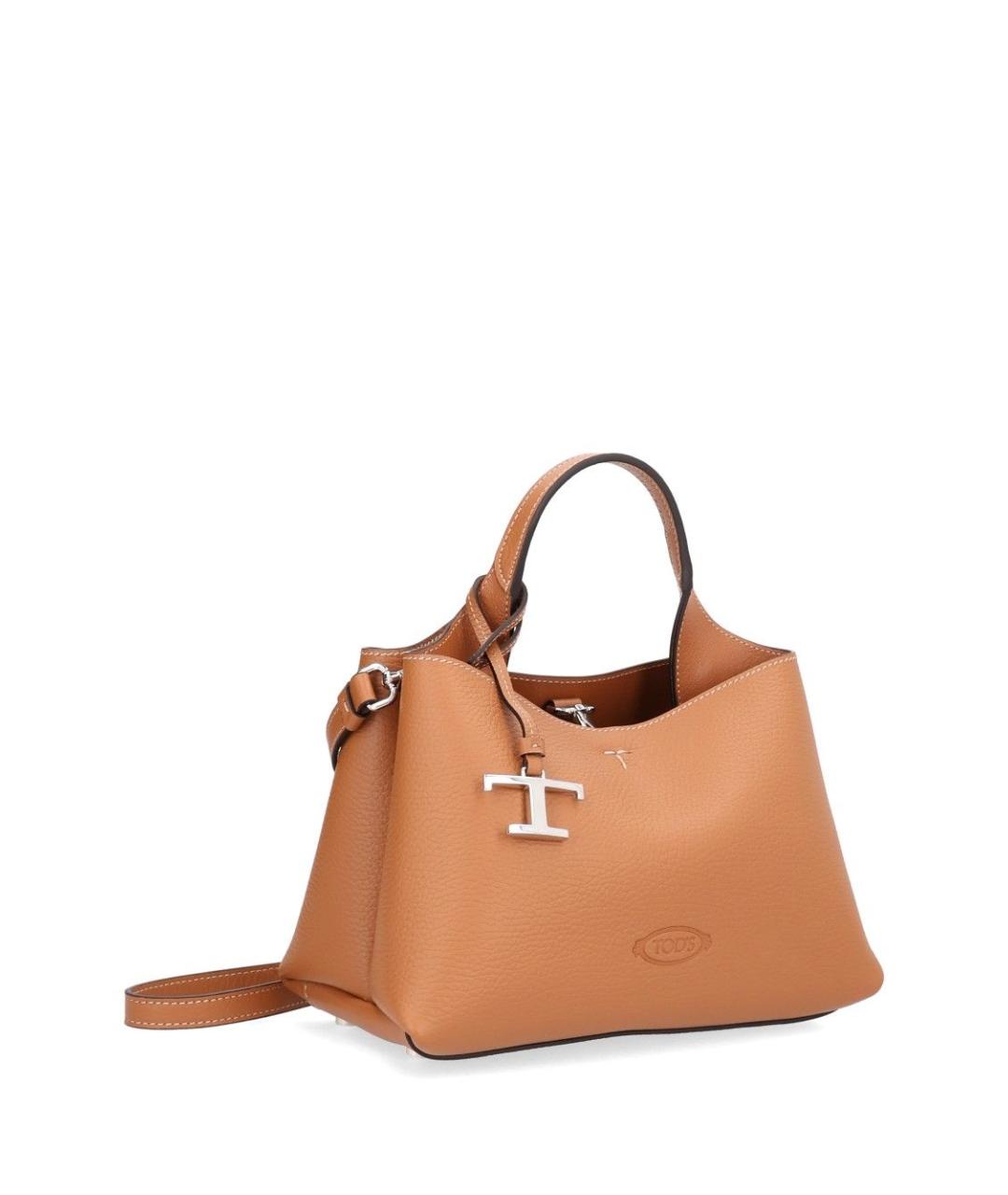 TOD'S Бежевая кожаная сумка с короткими ручками, фото 2