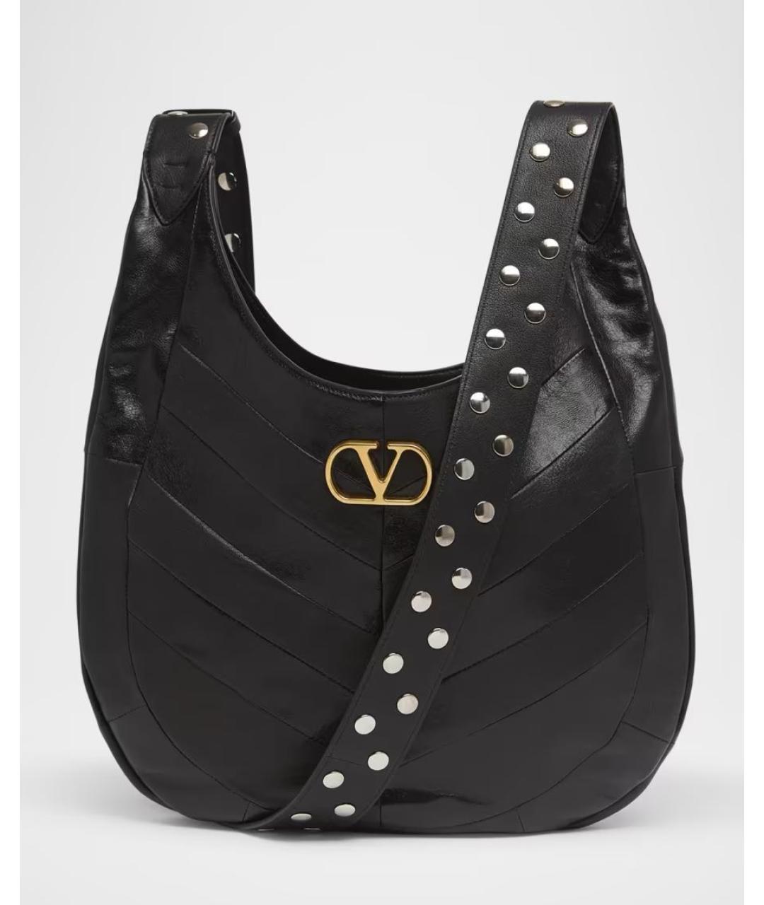 VALENTINO Черная кожаная сумка через плечо, фото 4