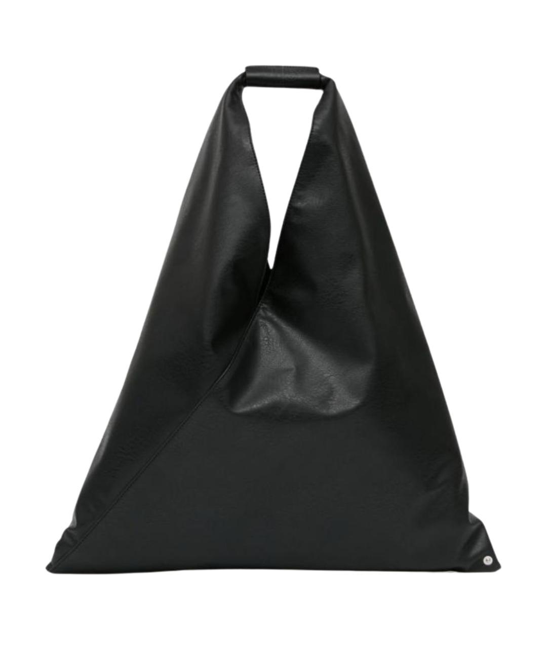 MM6 MAISON MARGIELA Черная кожаная сумка тоут, фото 1