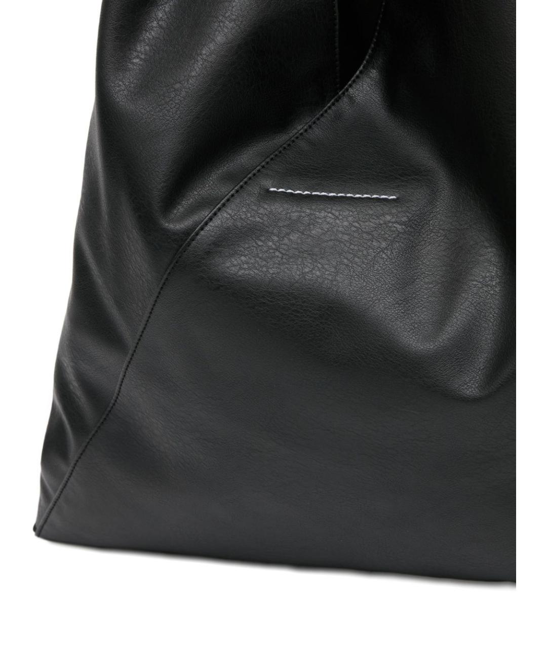 MM6 MAISON MARGIELA Черная кожаная сумка тоут, фото 3