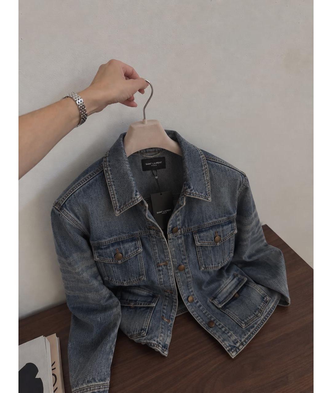 SAINT LAURENT Синяя хлопковая куртка, фото 2