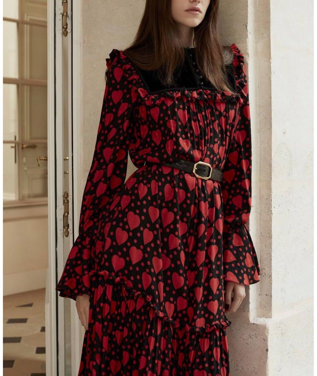 SAINT LAURENT Красное шелковое коктейльное платье, фото 2
