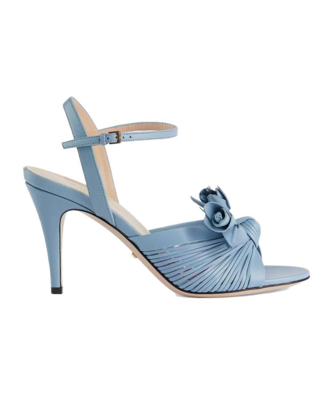 GUCCI Голубые кожаные босоножки, фото 1
