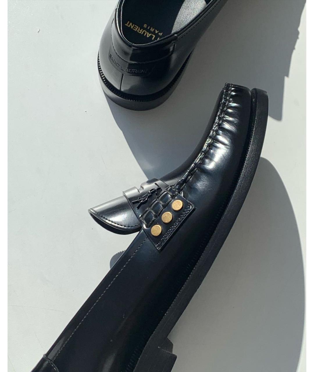 SAINT LAURENT Черные кожаные лоферы, фото 4