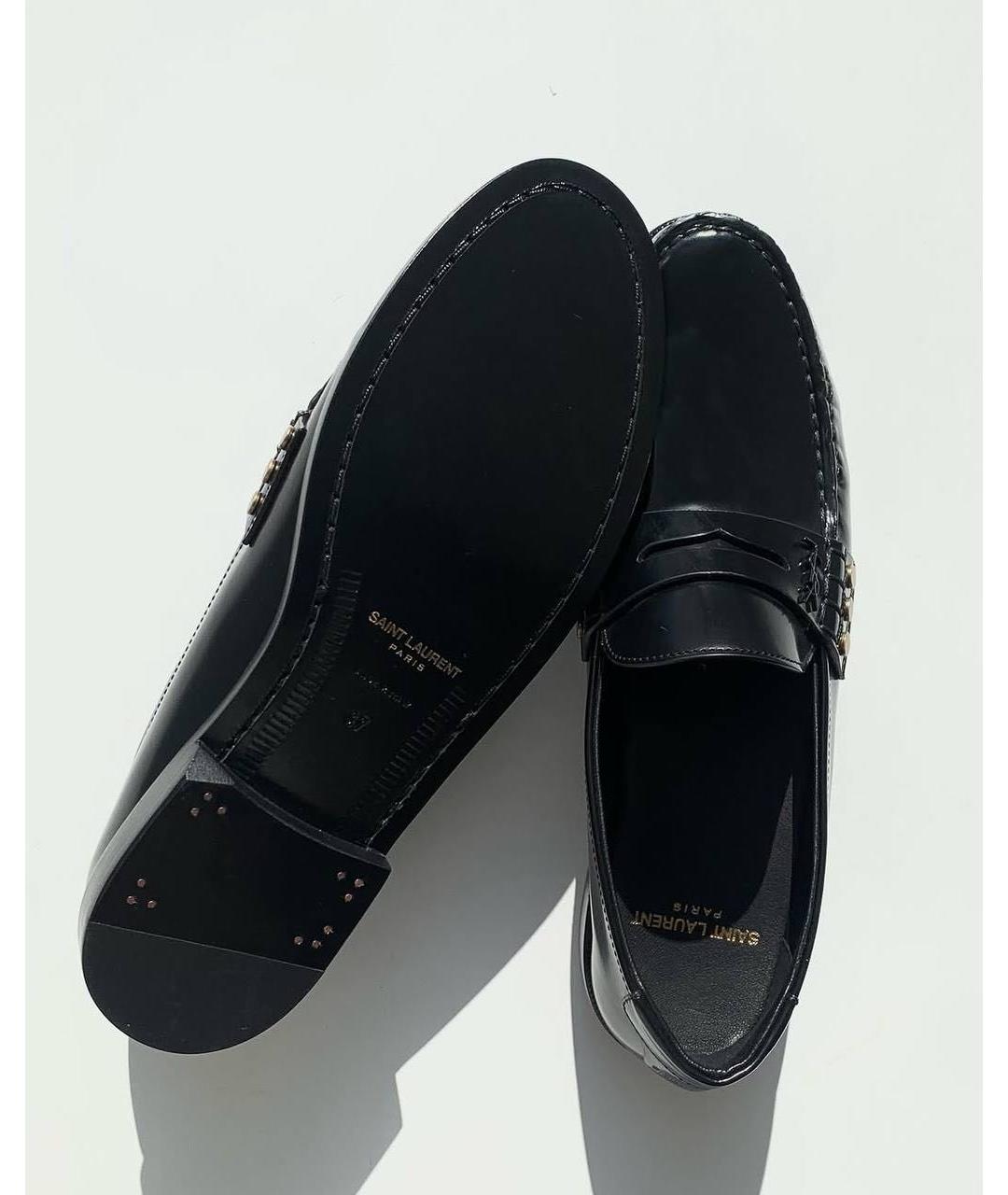 SAINT LAURENT Черные кожаные лоферы, фото 2