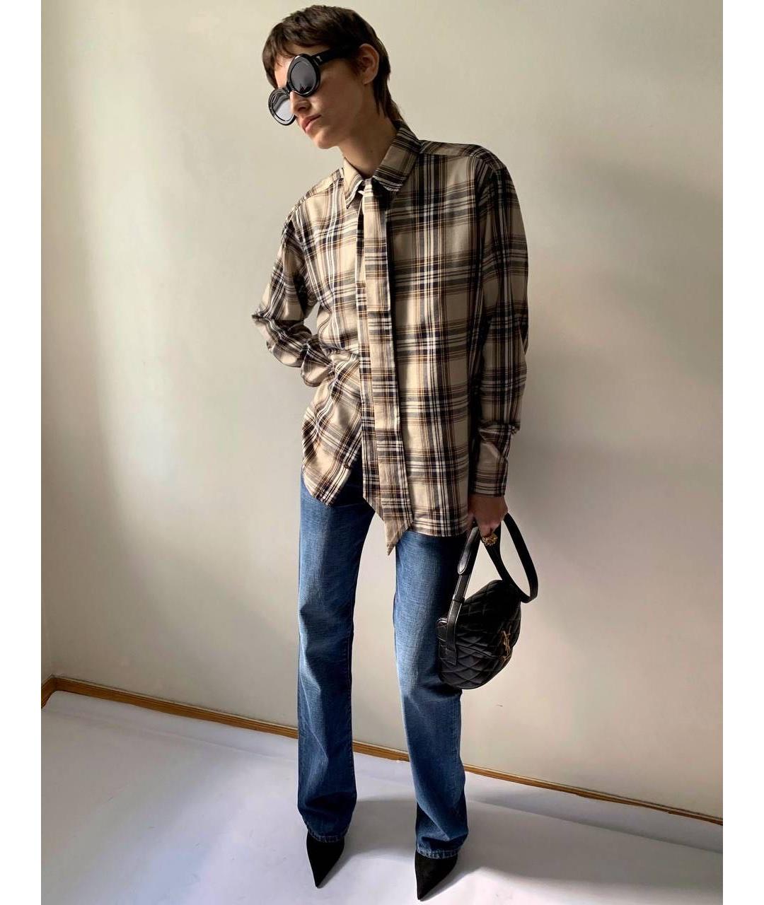 SAINT LAURENT Бежевая хлопковая рубашка, фото 3