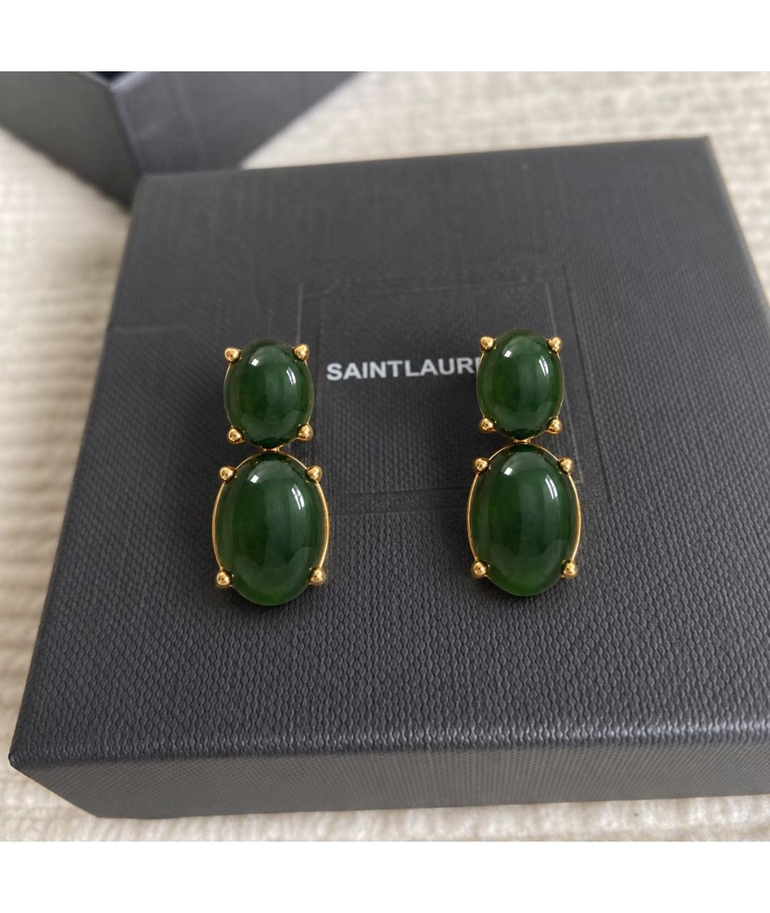 SAINT LAURENT Зеленые серьги, фото 2