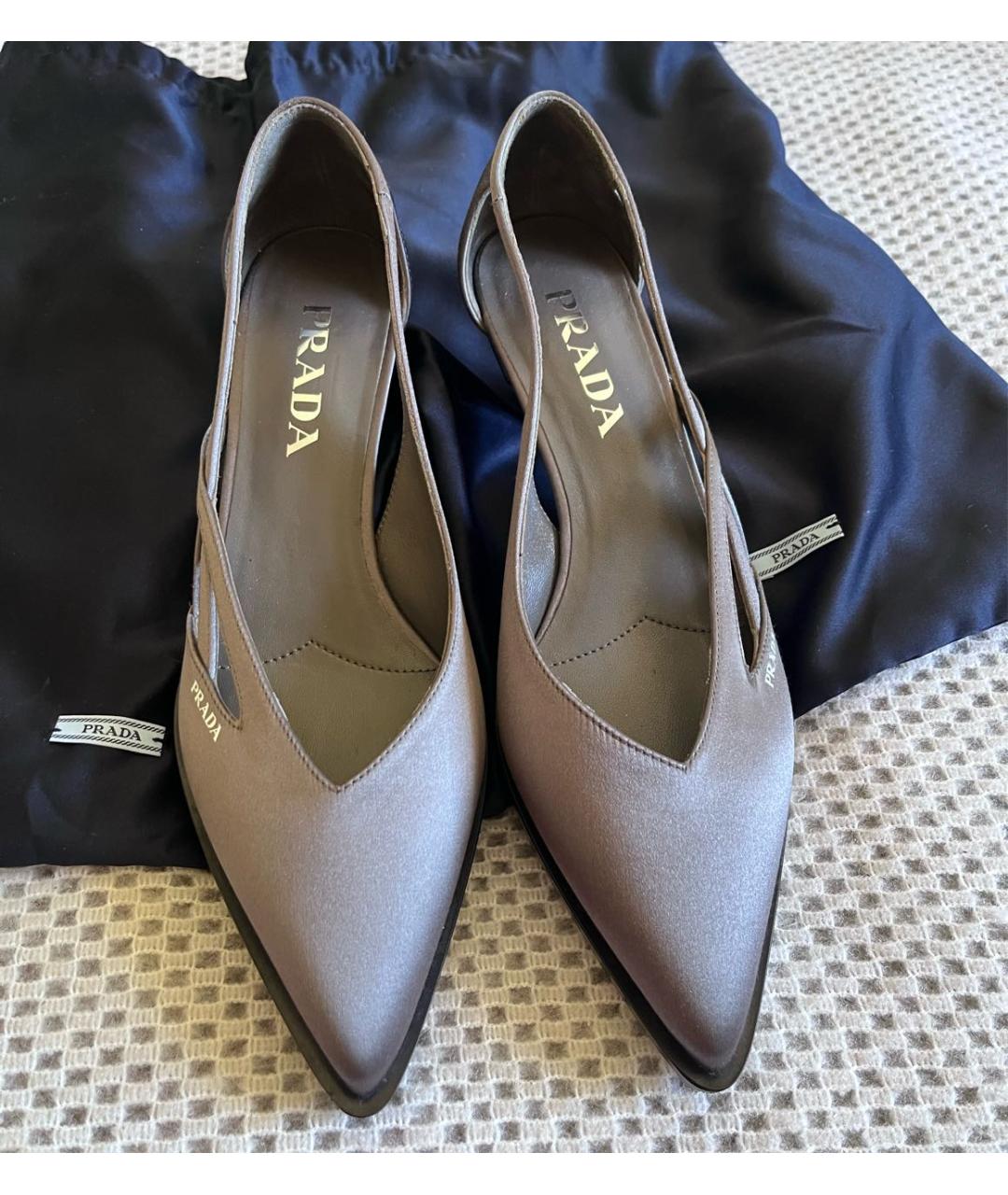 PRADA Антрацитовые текстильные туфли, фото 2