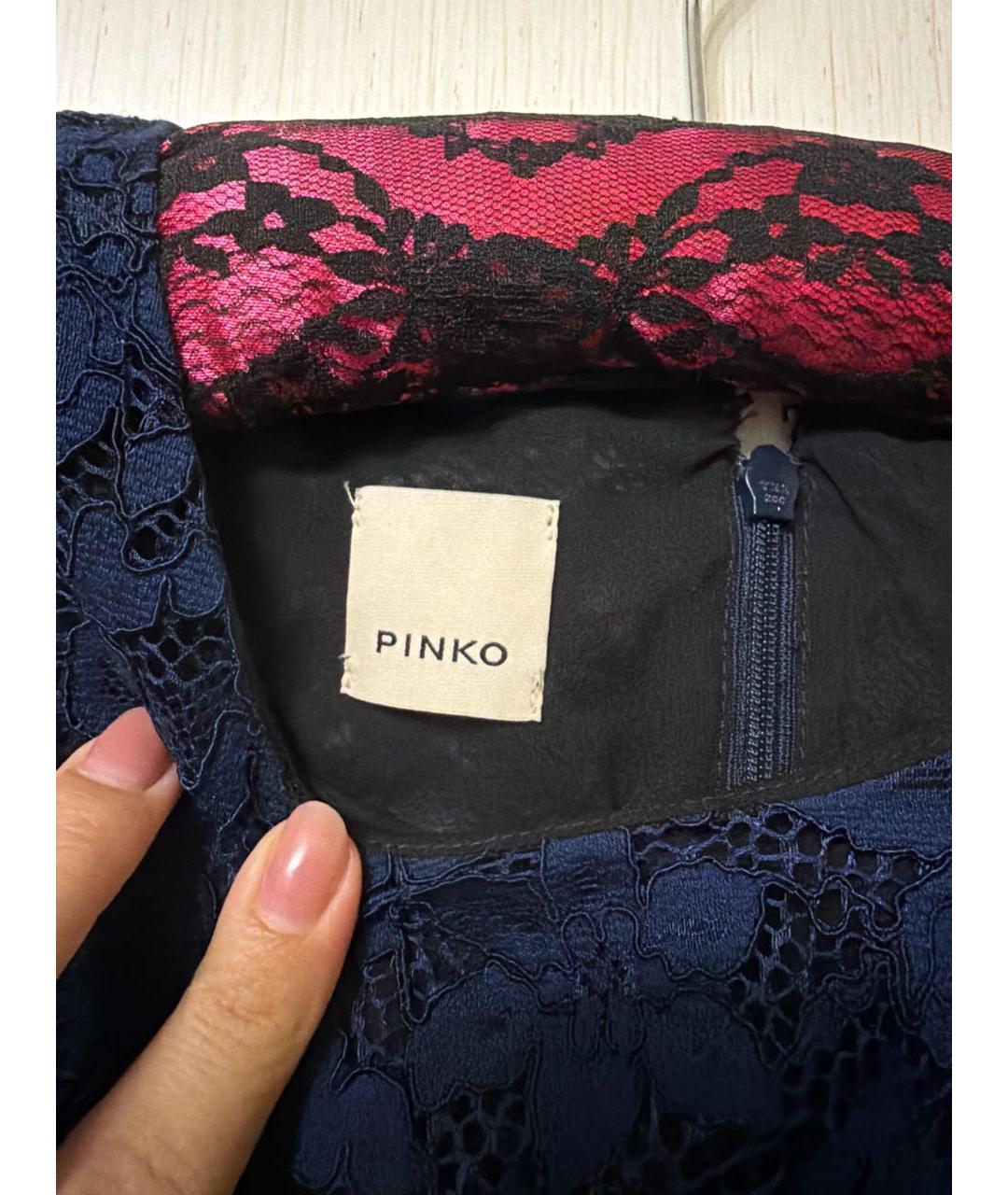 PINKO Темно-синее хлопковое повседневное платье, фото 3