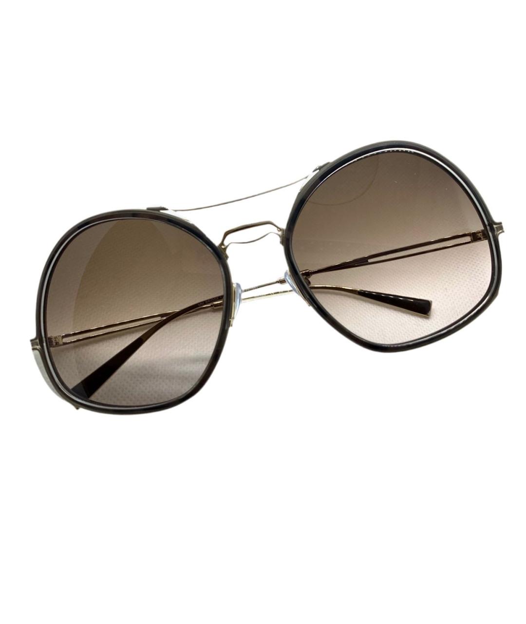 MAX MARA Коричневые металлические солнцезащитные очки, фото 2