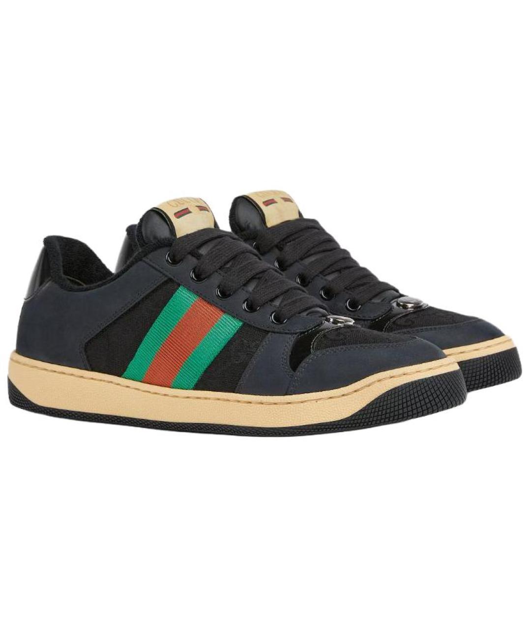 GUCCI Черные кожаные кроссовки, фото 3