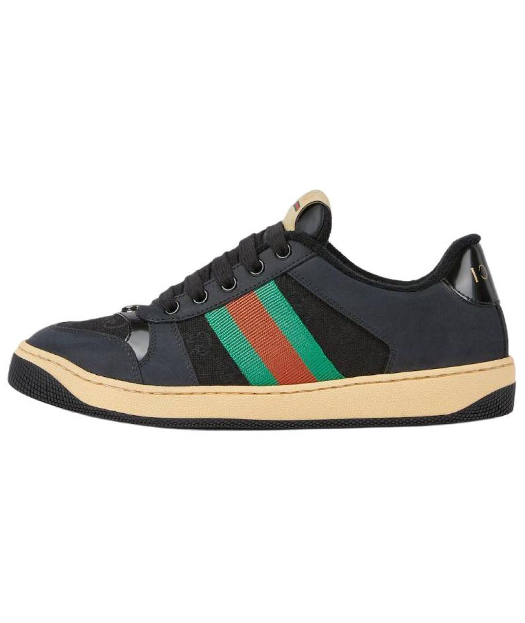 GUCCI Черные кожаные кроссовки, фото 2