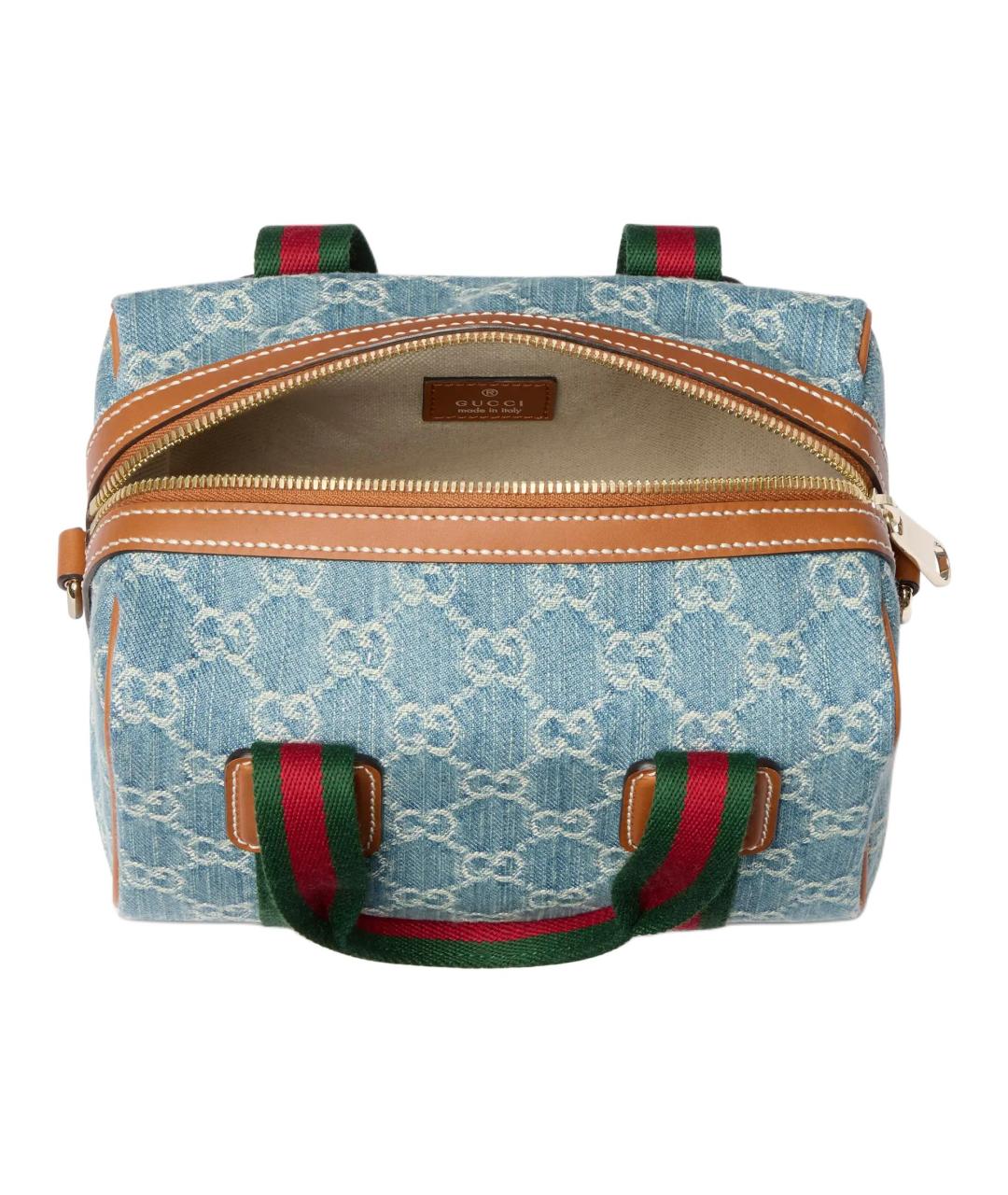 GUCCI Голубая сумка через плечо из канвы, фото 5