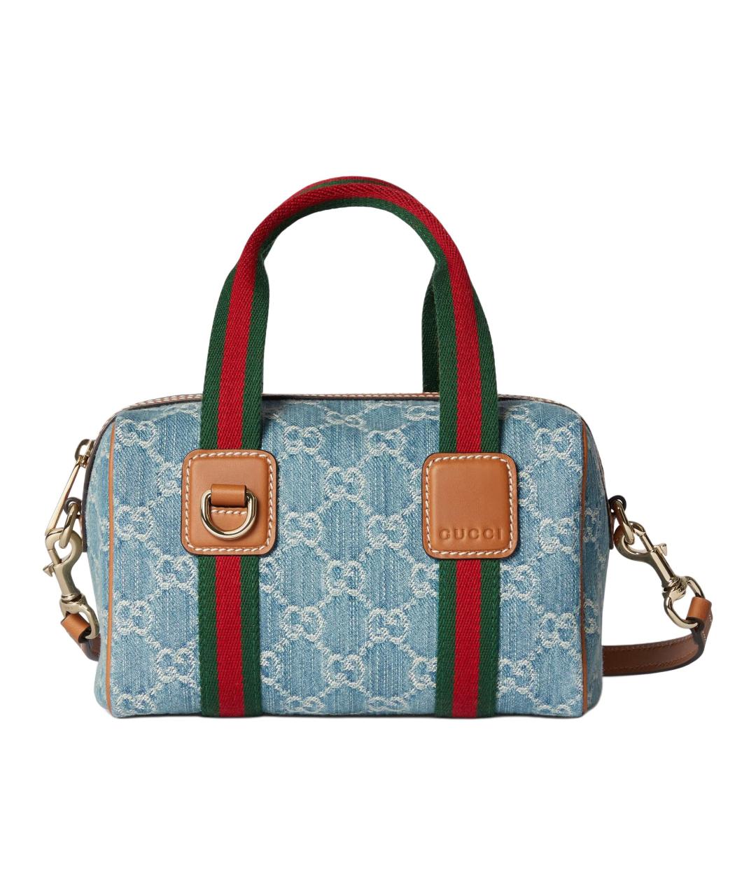 GUCCI Голубая сумка через плечо из канвы, фото 1