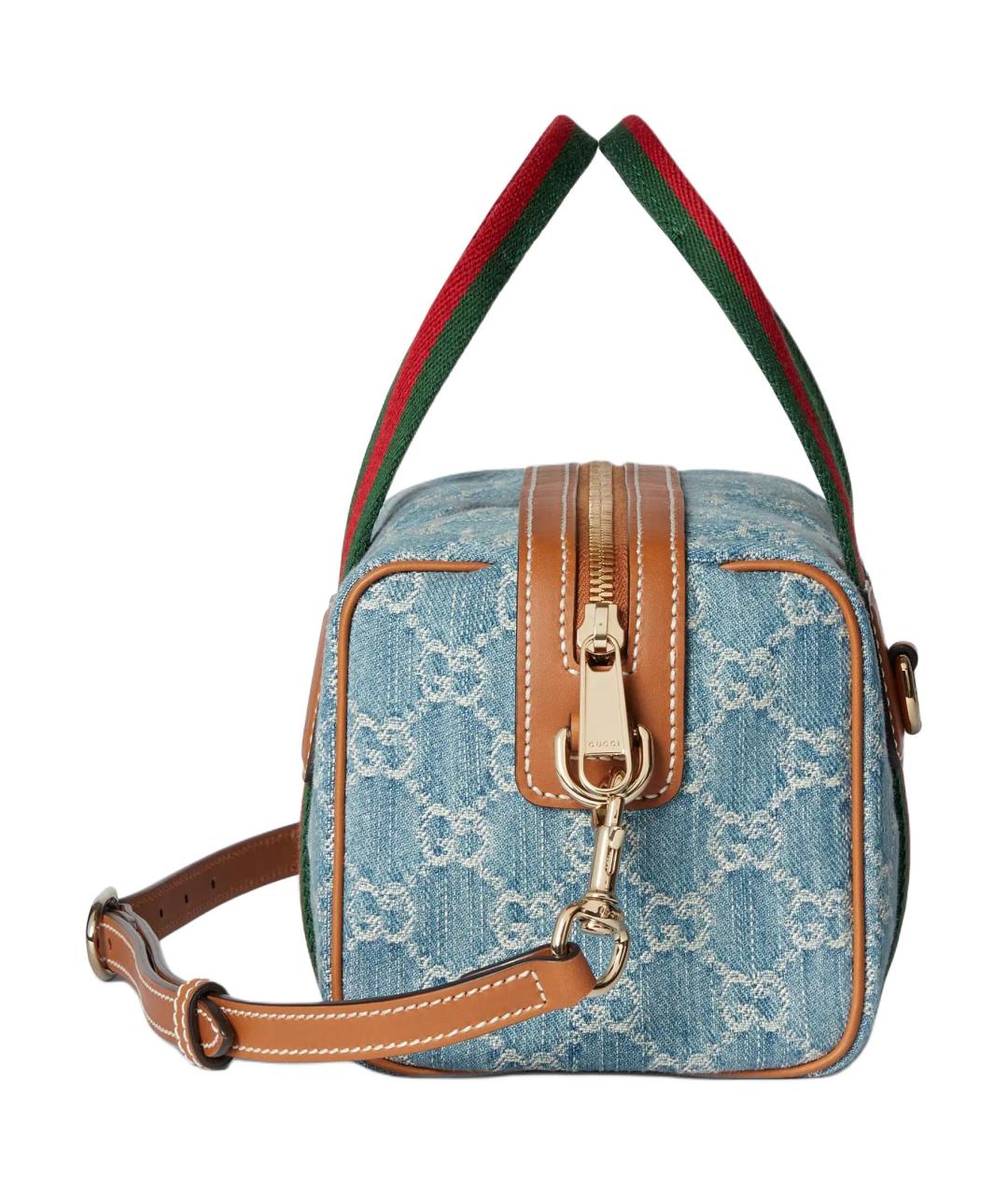 GUCCI Голубая сумка через плечо из канвы, фото 2