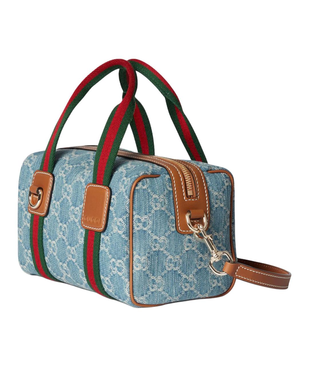 GUCCI Голубая сумка через плечо из канвы, фото 3