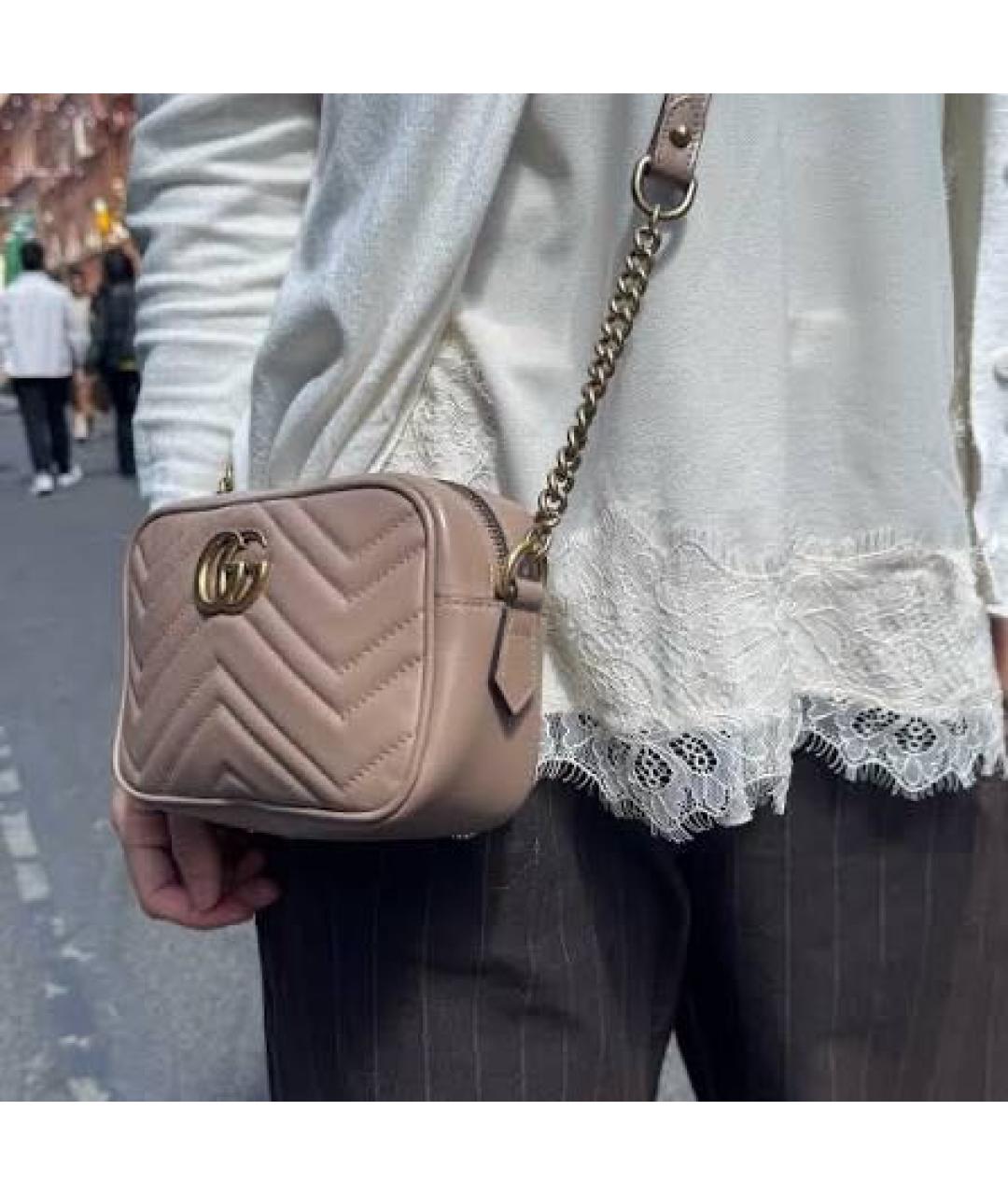 GUCCI Бежевая кожаная сумка через плечо, фото 5