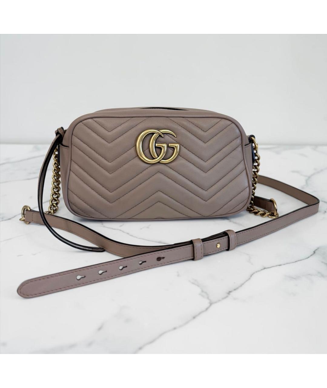 GUCCI Бежевая кожаная сумка через плечо, фото 2