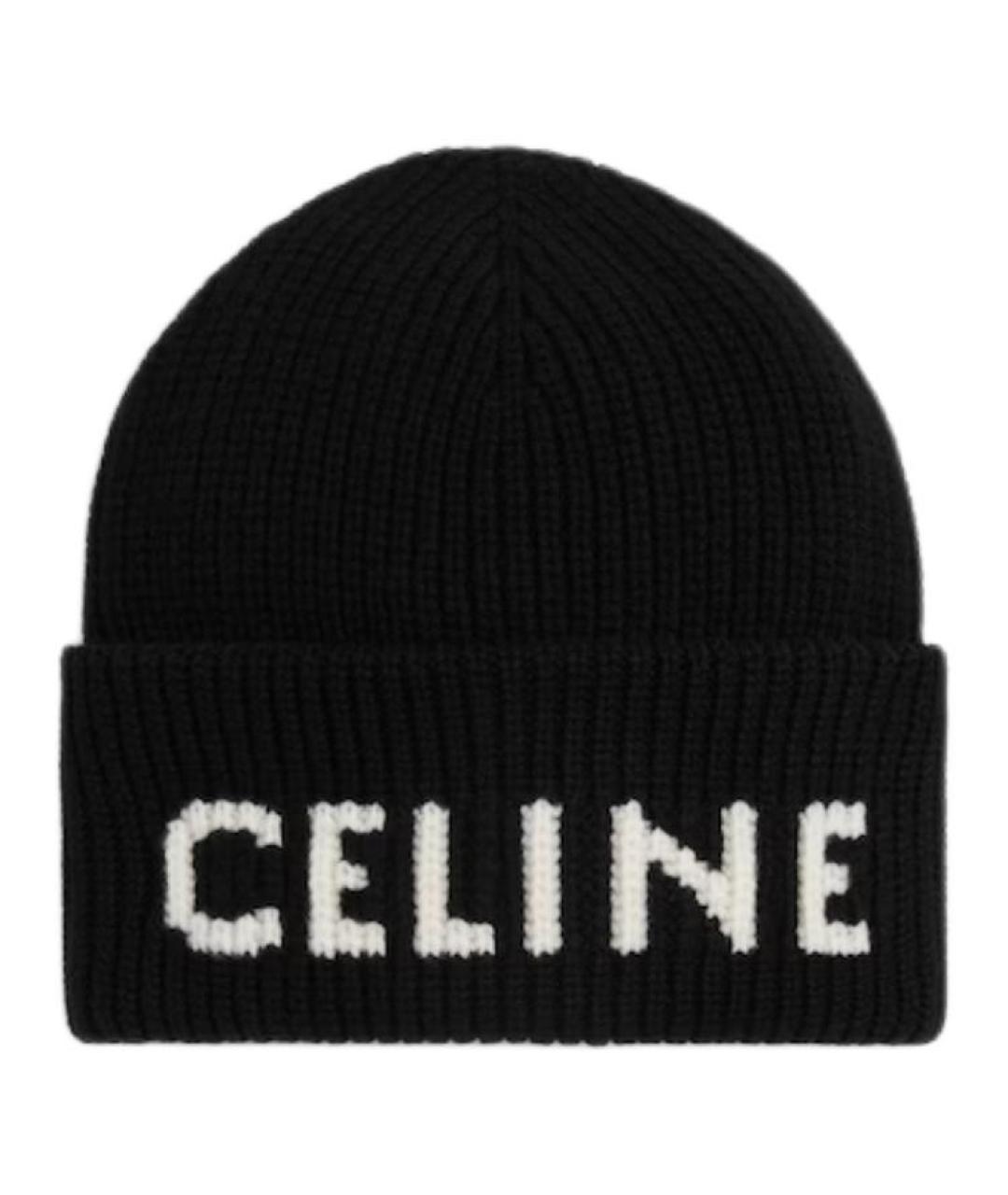 CELINE Черная шерстяная шапка, фото 1