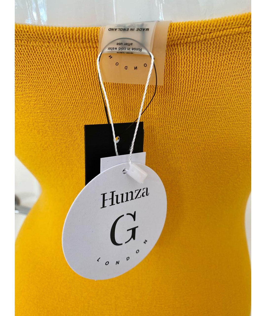 HUNZA G Желтое синтетическое платье, фото 7