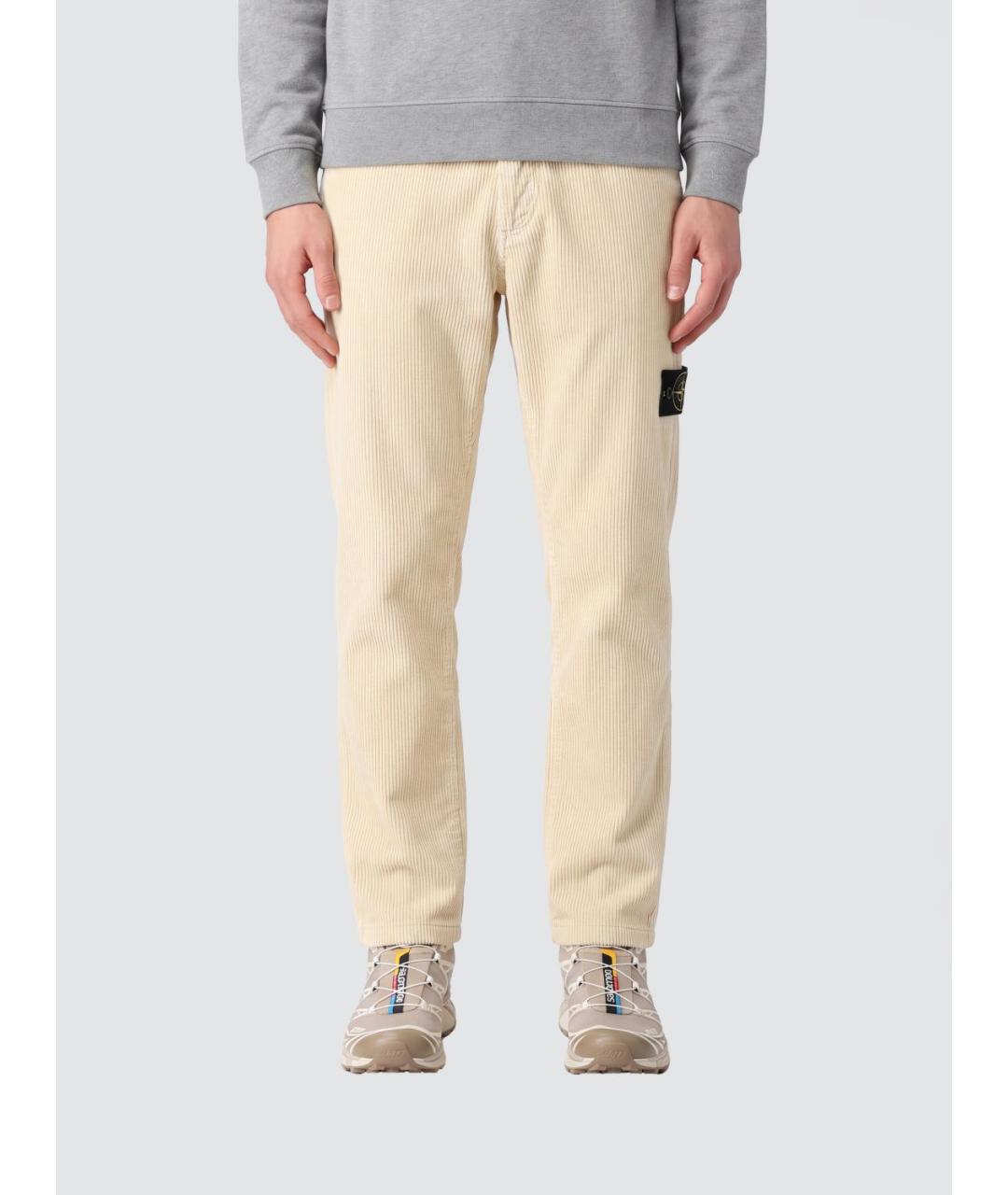 STONE ISLAND Бежевые хлопковые повседневные брюки, фото 2