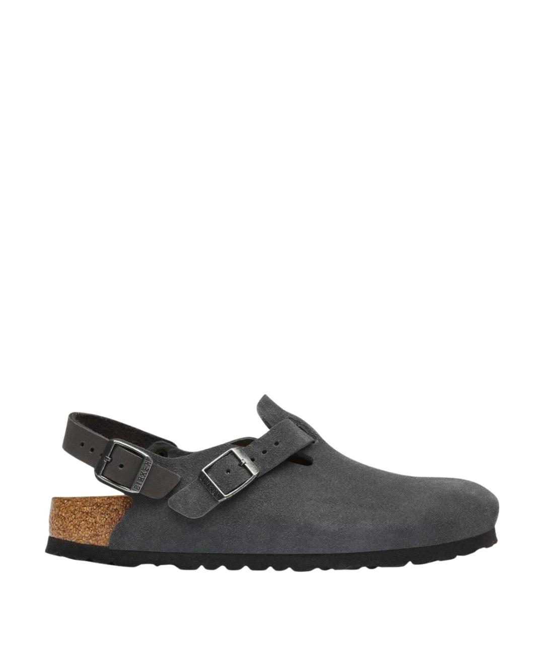 BIRKENSTOCK Серые замшевые сабо, фото 1