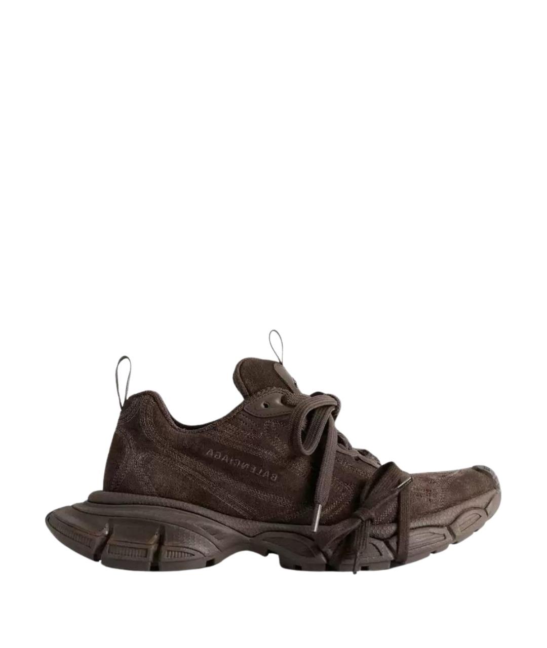 BALENCIAGA Коричневые замшевые низкие кроссовки / кеды, фото 1