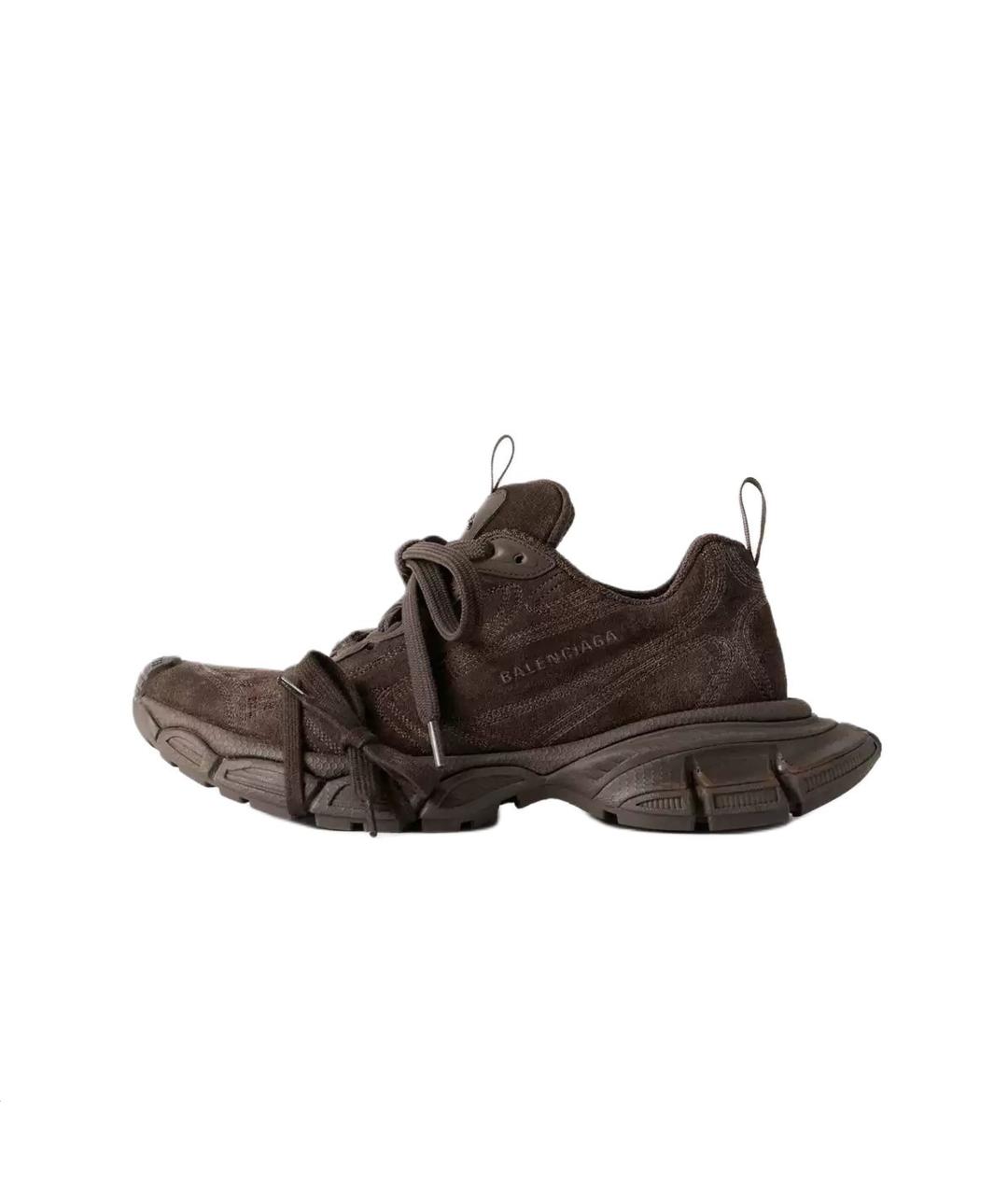 BALENCIAGA Коричневые замшевые низкие кроссовки / кеды, фото 5
