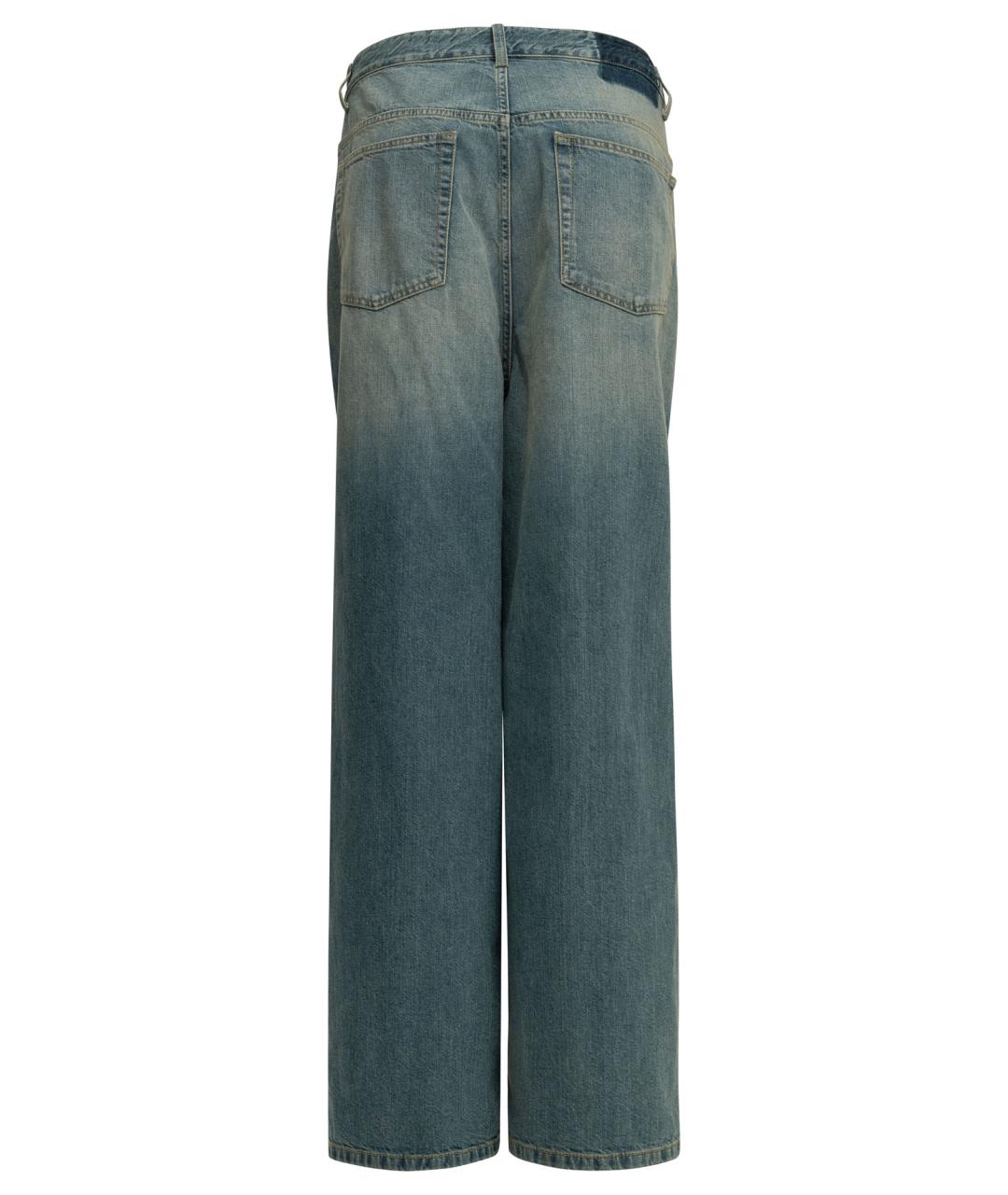 MAISON MARGIELA Голубые хлопковые прямые джинсы, фото 3