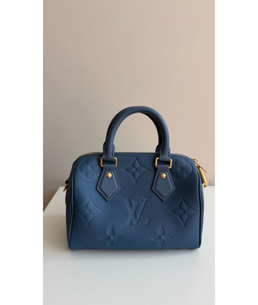 LOUIS VUITTON Голубая кожаная сумка с короткими ручками, фото 3