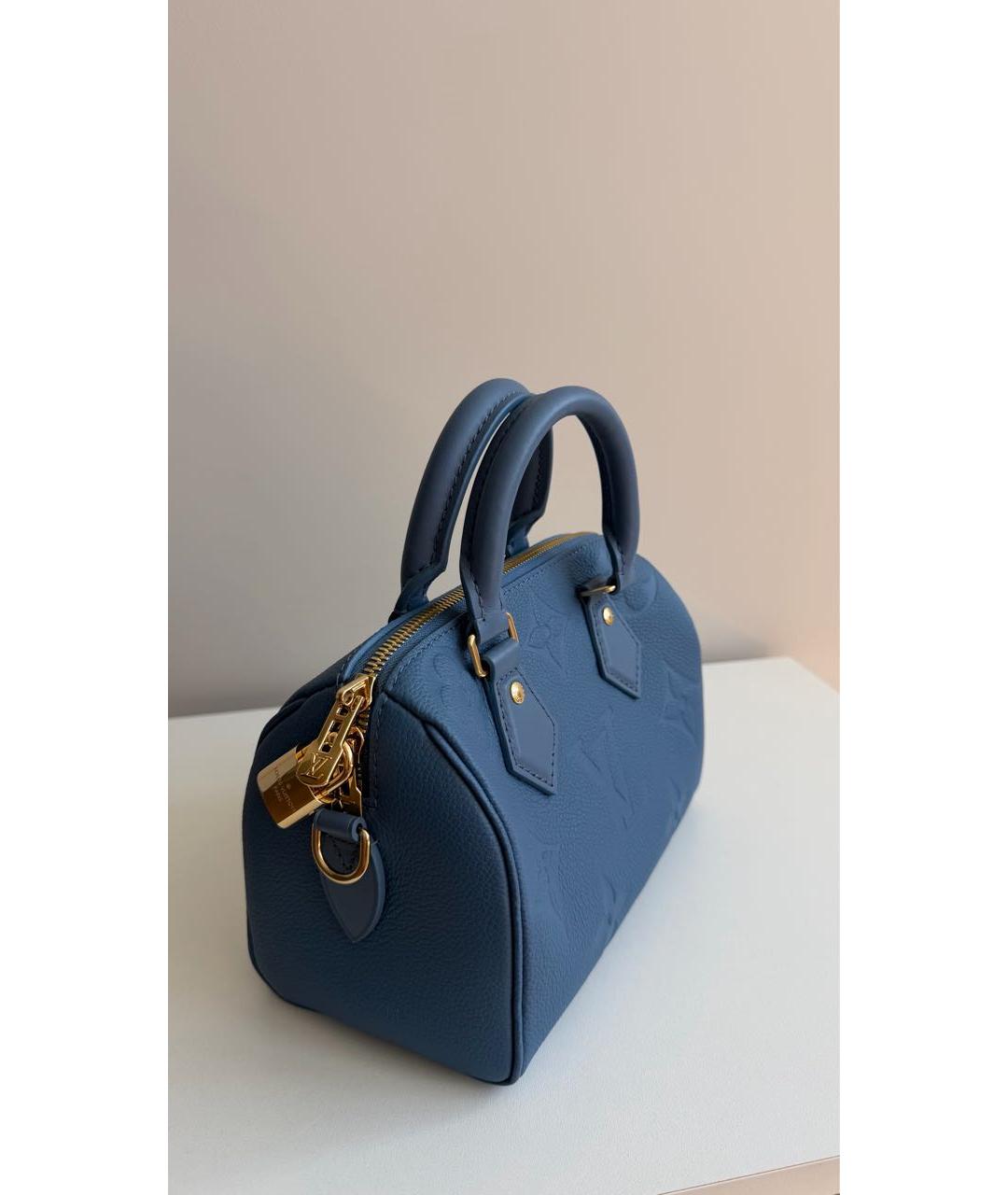 LOUIS VUITTON Голубая кожаная сумка с короткими ручками, фото 2
