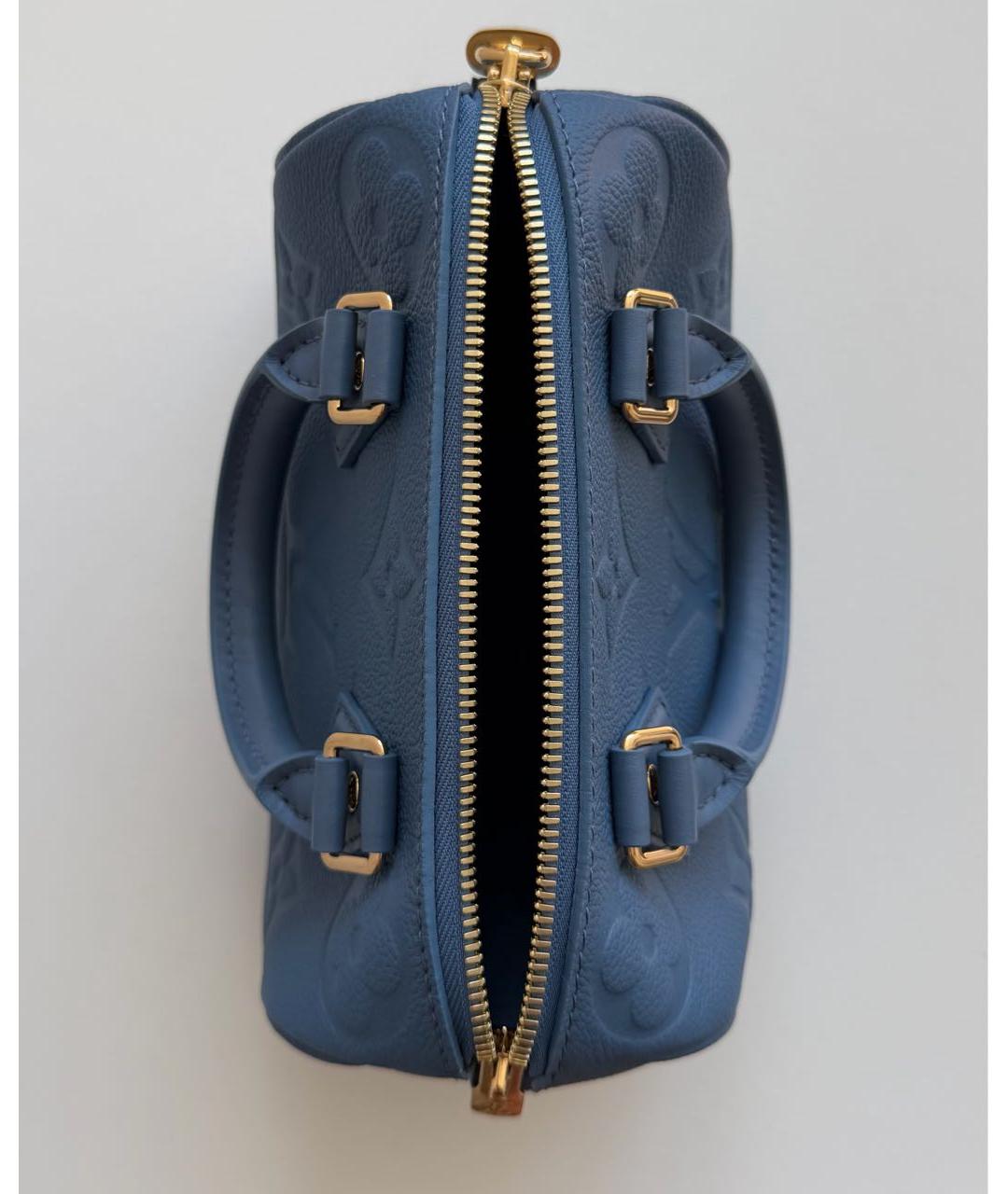 LOUIS VUITTON Голубая кожаная сумка с короткими ручками, фото 6