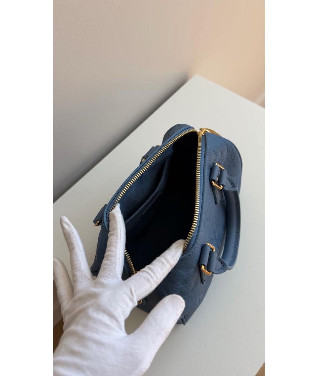 LOUIS VUITTON Голубая кожаная сумка с короткими ручками, фото 4