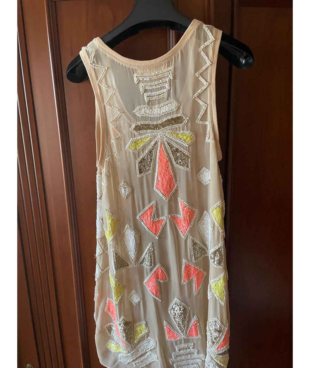NEEDLE & THREAD Бежевое шелковое коктейльное платье, фото 2
