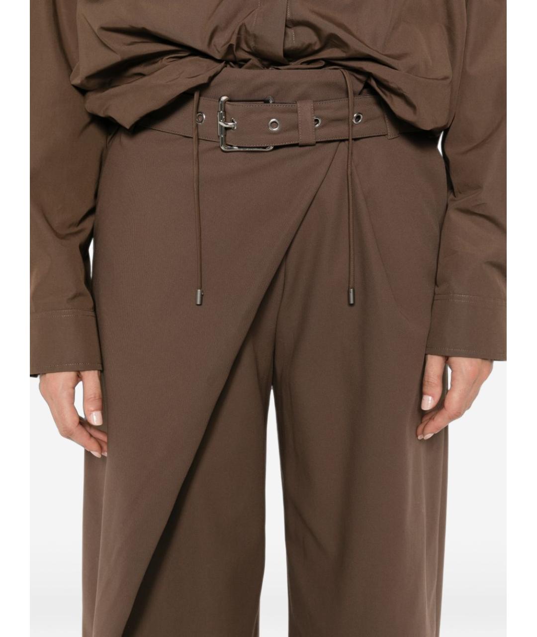 LOEWE Коричневые хлопковые прямые брюки, фото 4