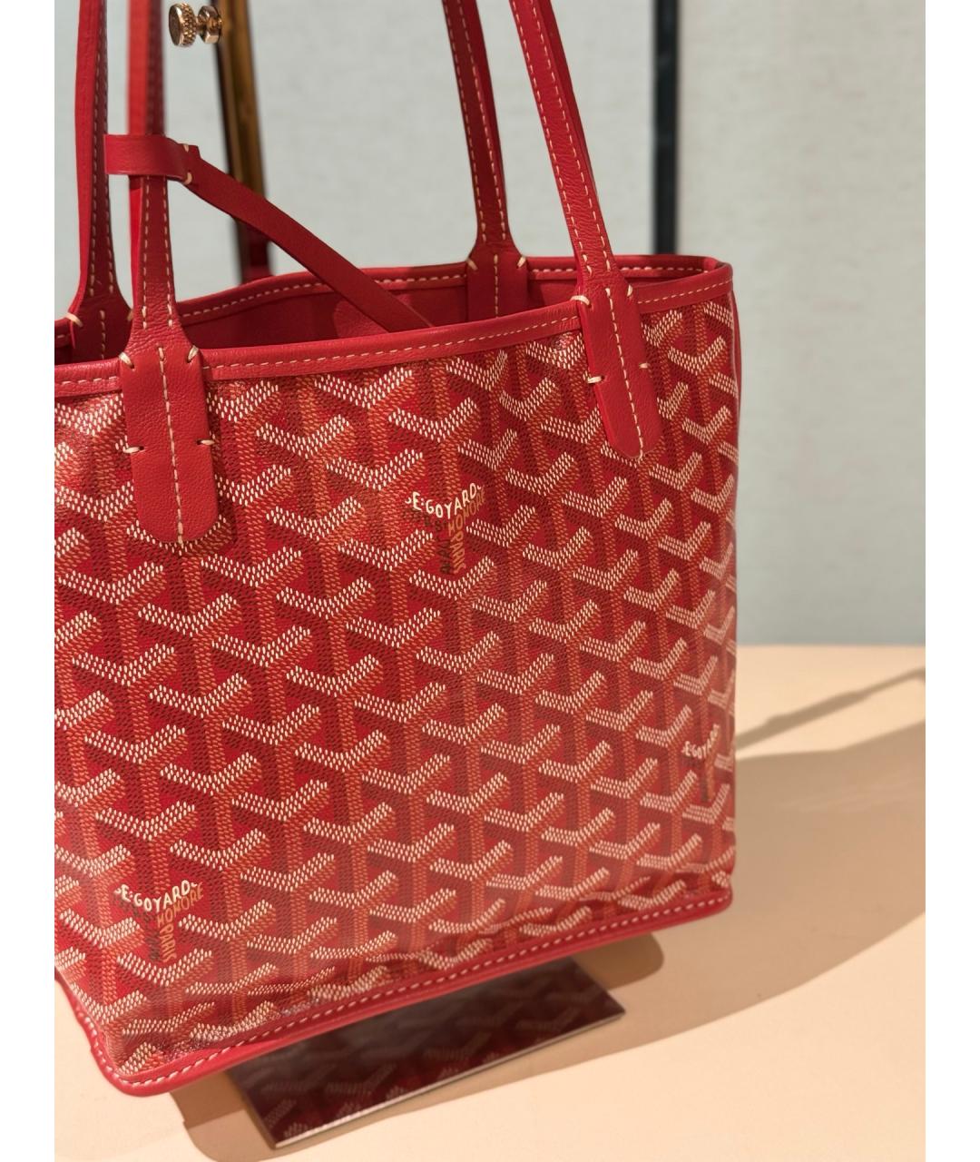 GOYARD Красная деним сумка тоут, фото 5