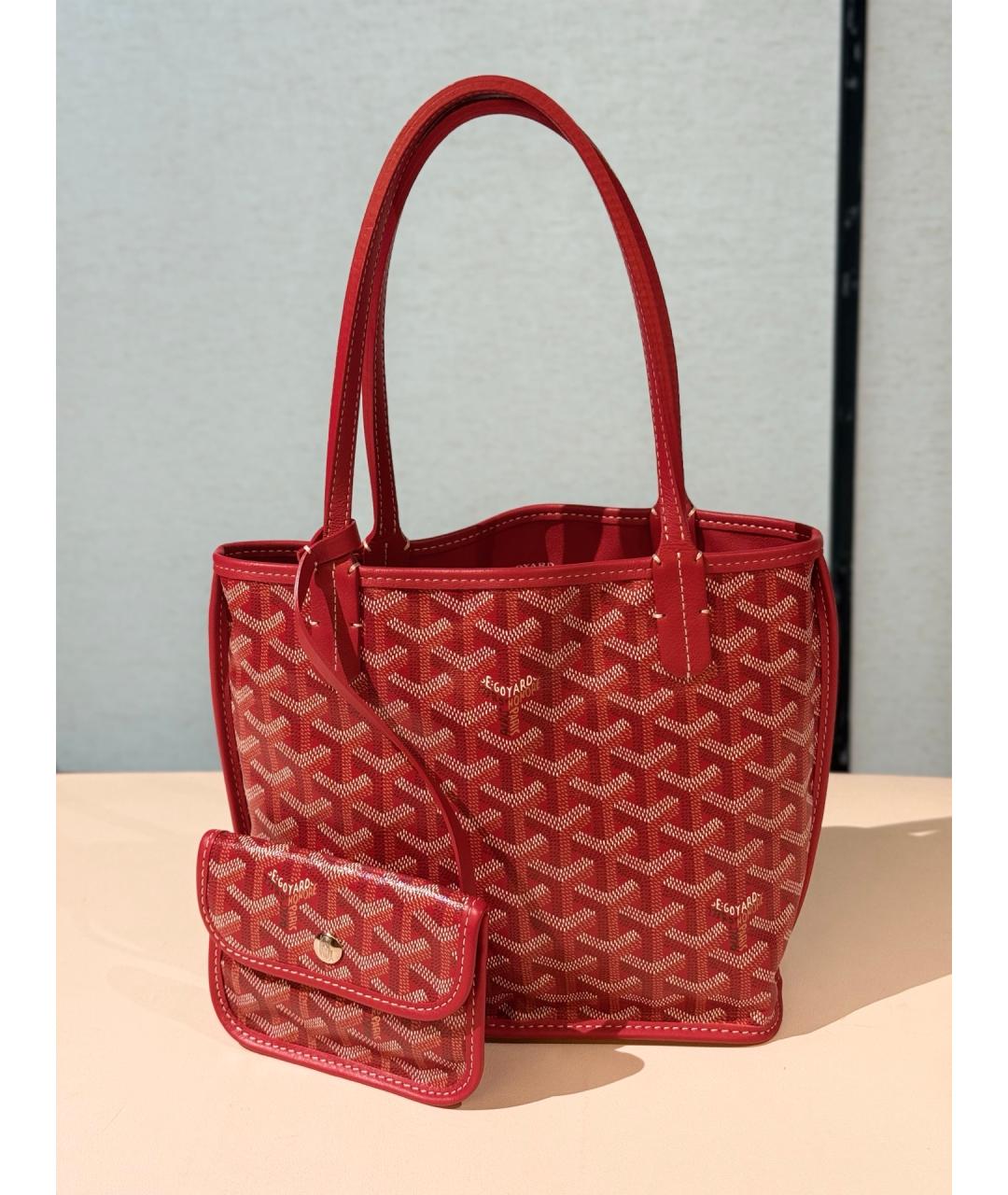 GOYARD Красная деним сумка тоут, фото 9