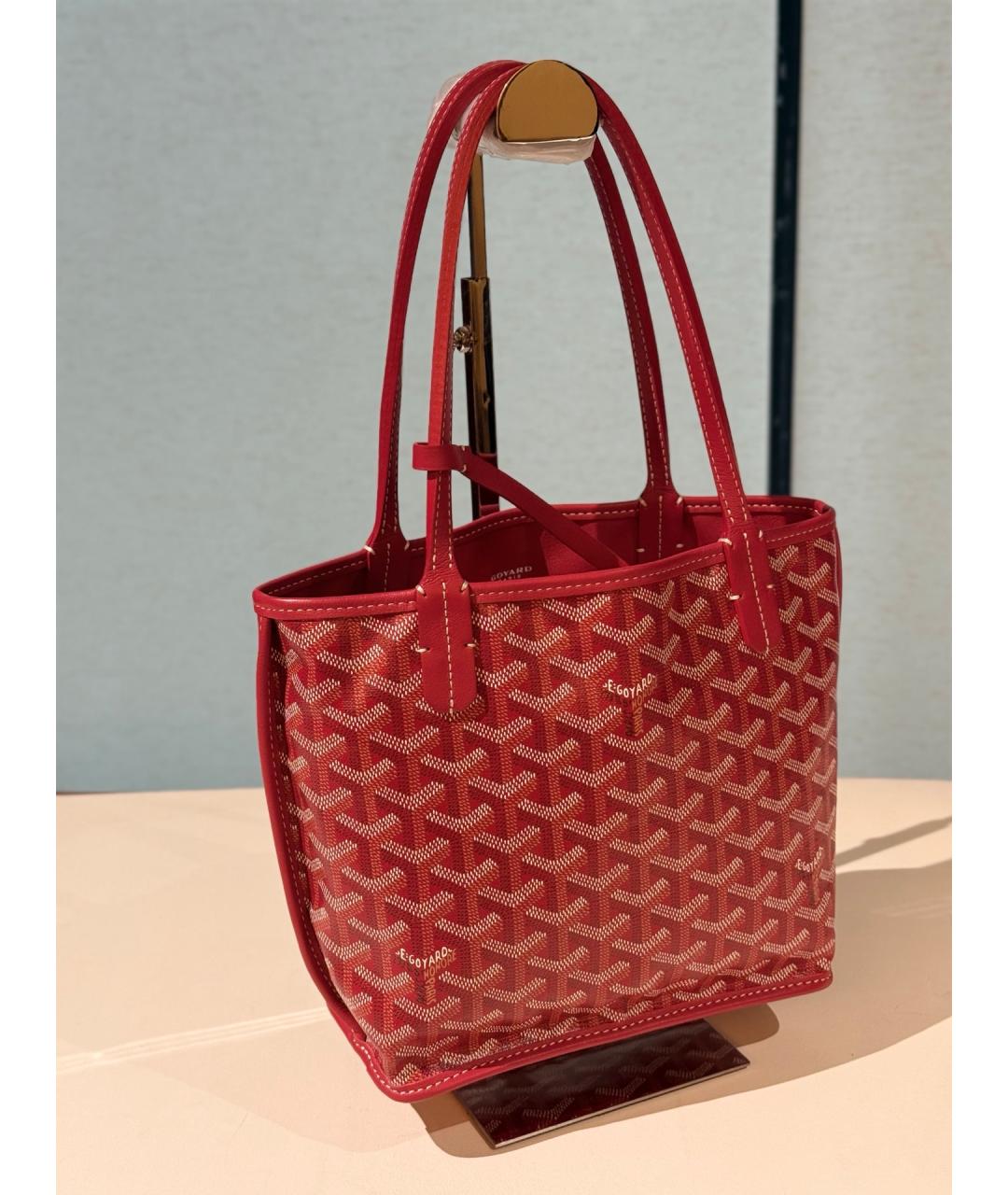 GOYARD Красная деним сумка тоут, фото 4