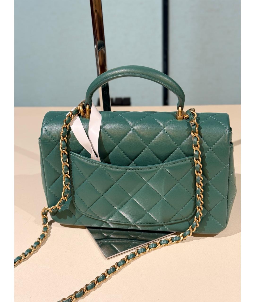 CHANEL Зеленая кожаная сумка через плечо, фото 5
