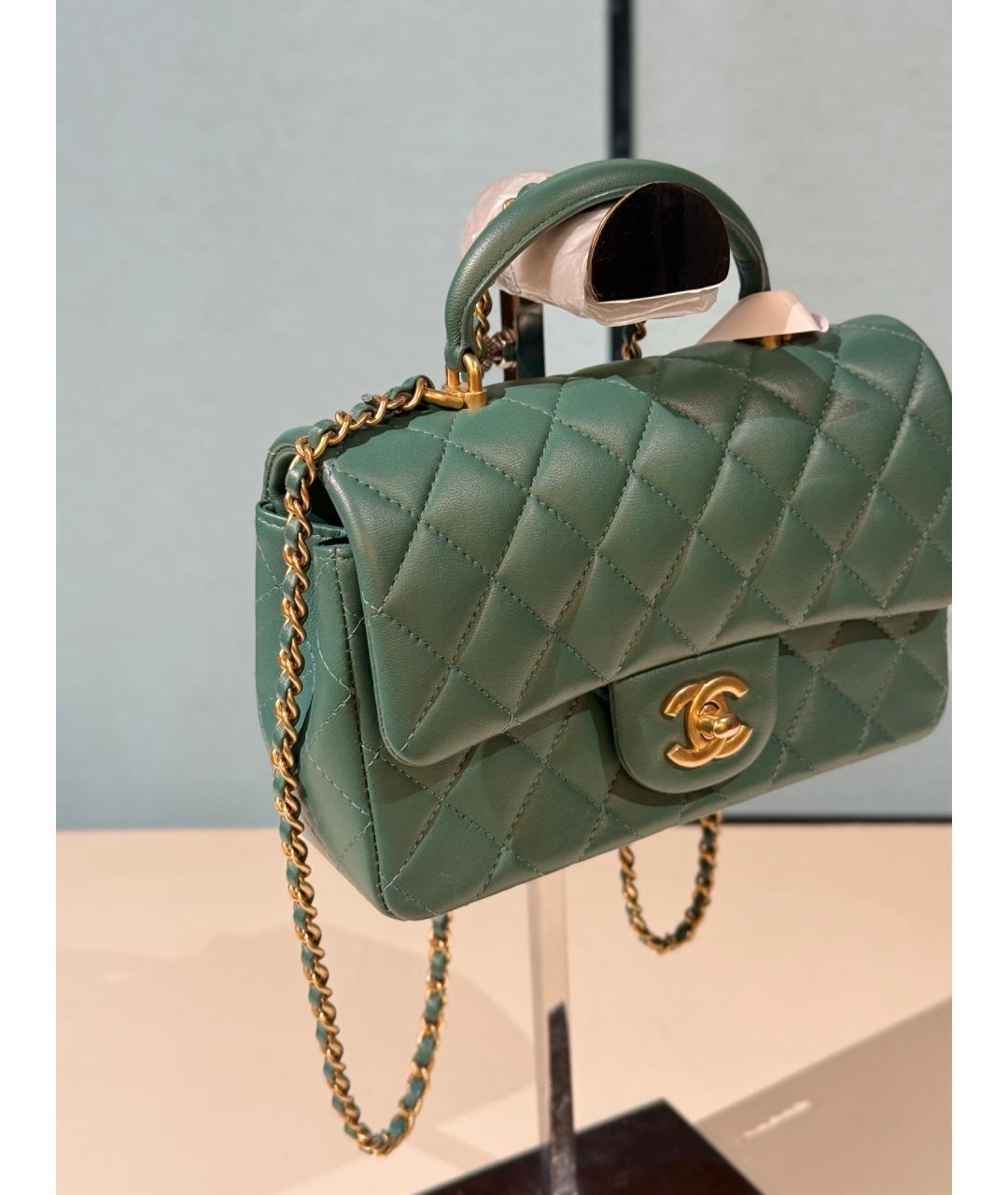 CHANEL Зеленая кожаная сумка через плечо, фото 4