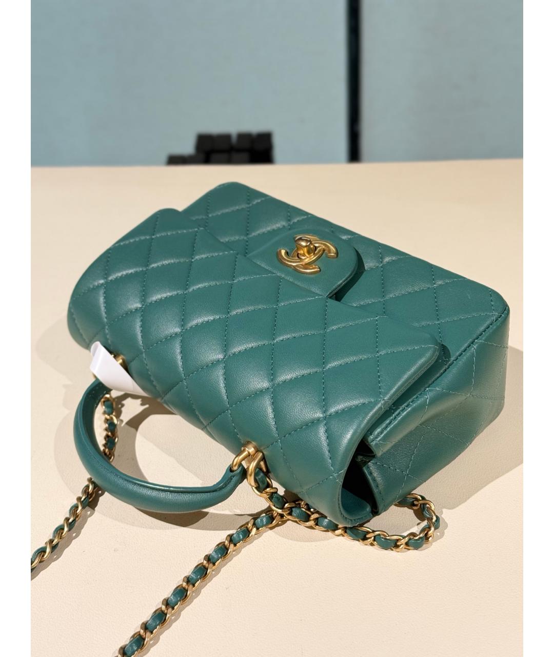 CHANEL Зеленая кожаная сумка через плечо, фото 6