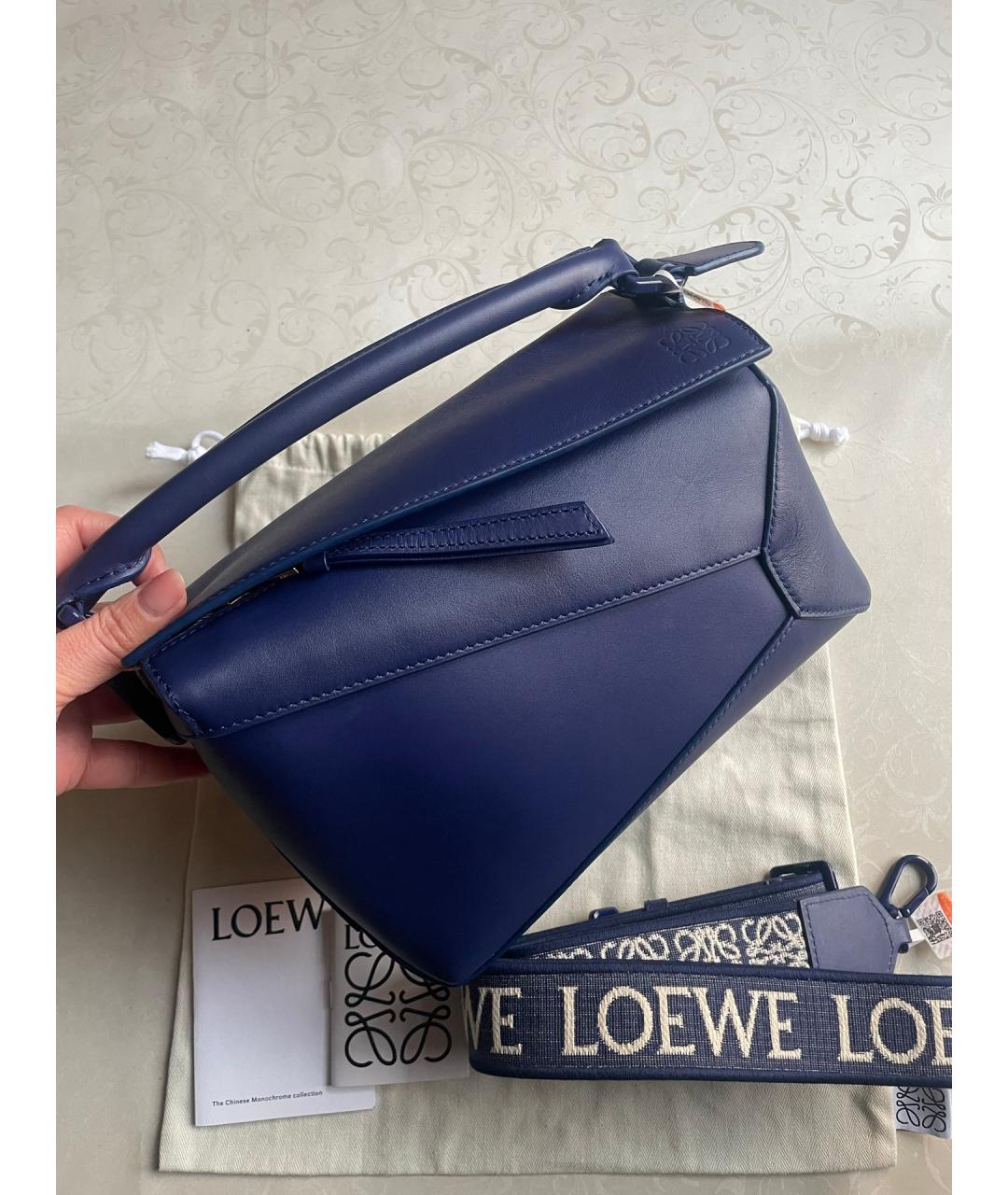 LOEWE Синяя кожаная сумка с короткими ручками, фото 2