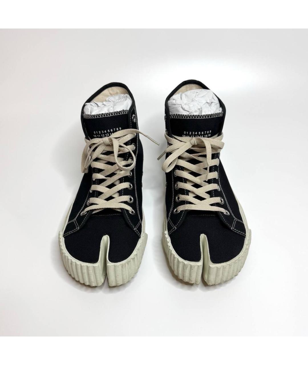 MAISON MARGIELA Черные текстильные высокие кроссовки / кеды, фото 3