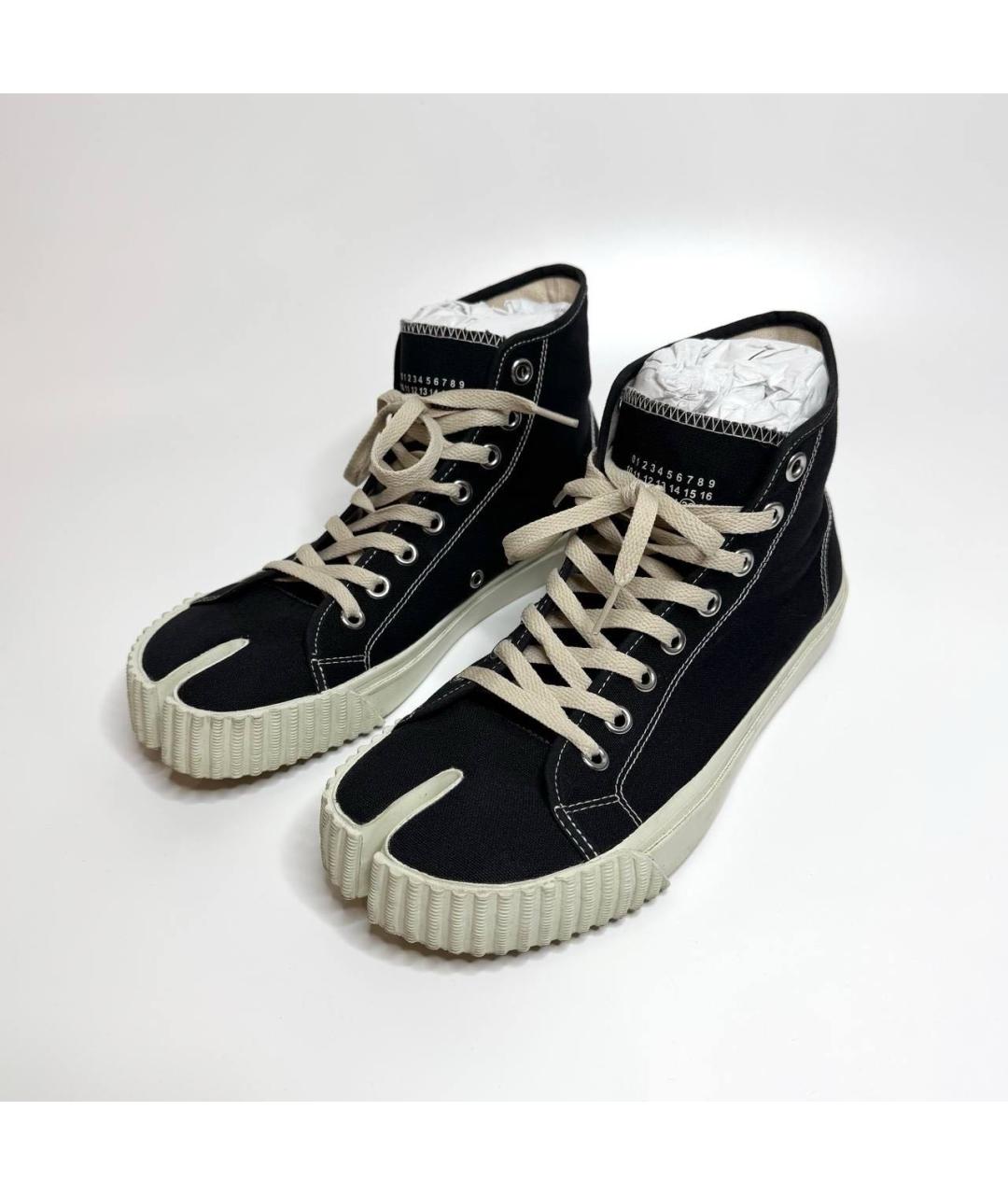 MAISON MARGIELA Черные текстильные высокие кроссовки / кеды, фото 2