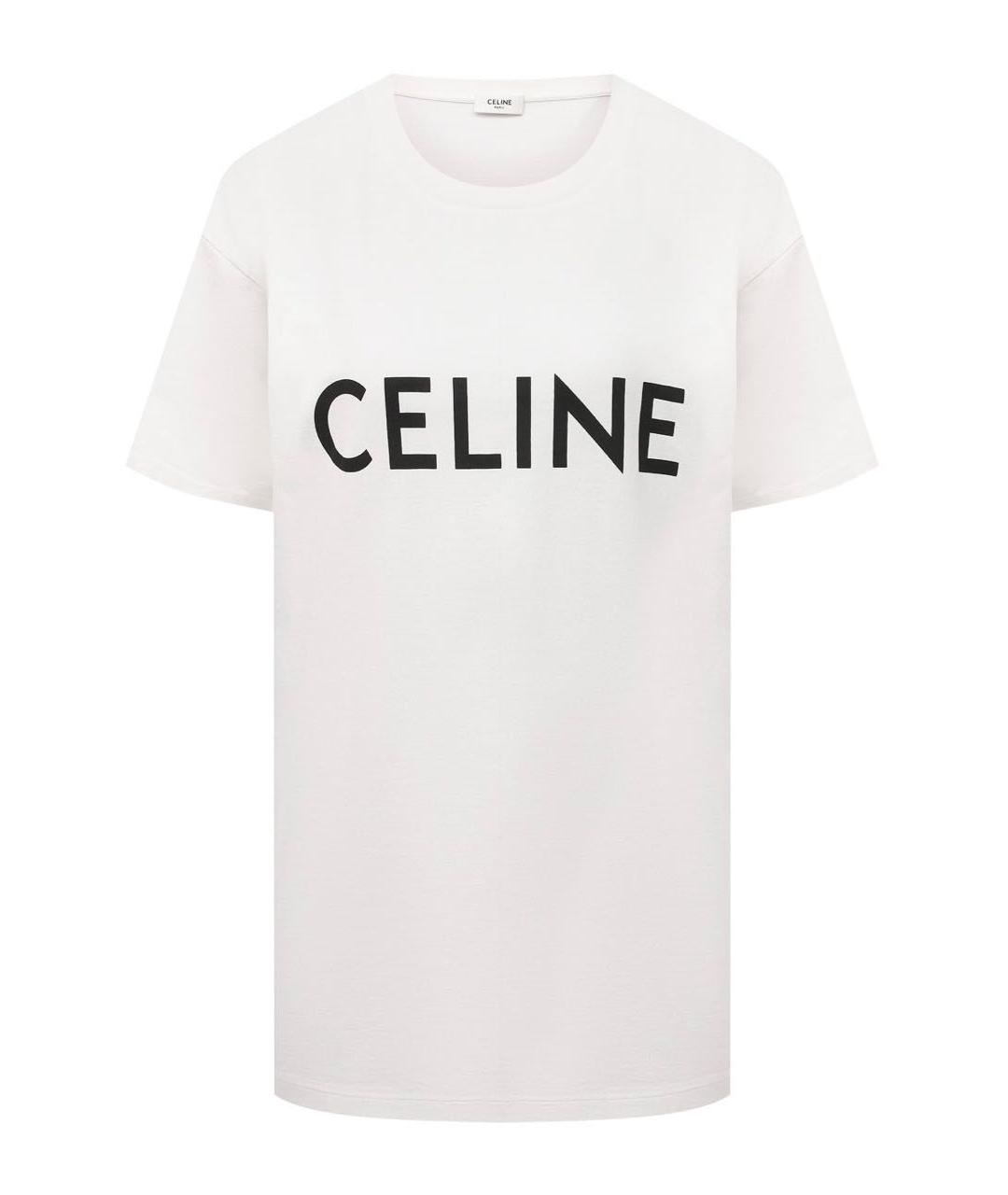 CELINE Белая хлопковая футболка, фото 8