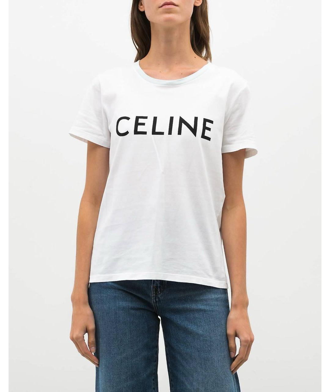 CELINE Белая хлопковая футболка, фото 4