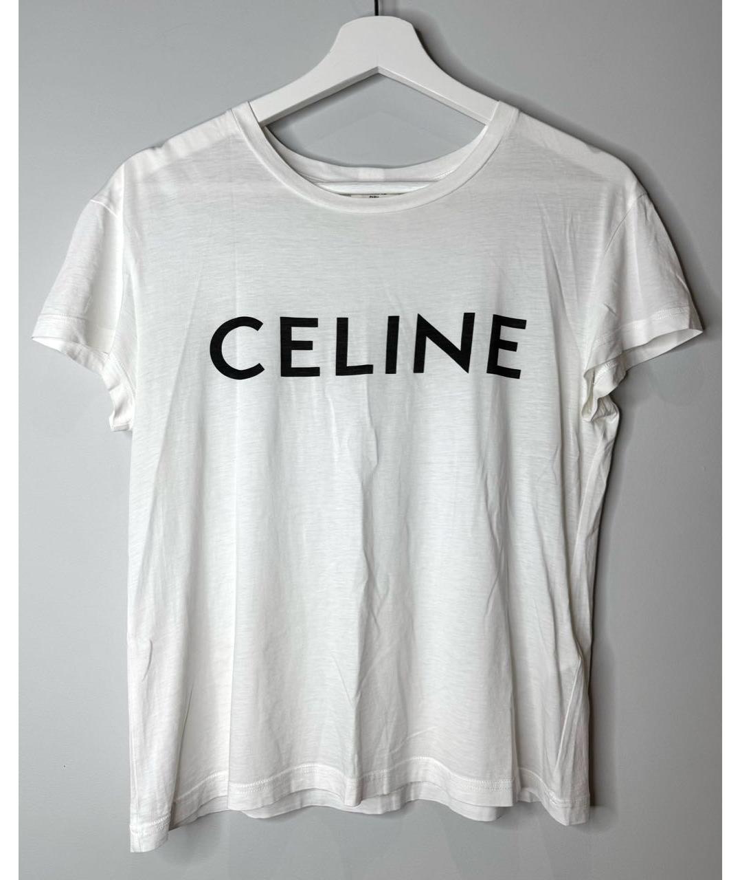 CELINE Белая хлопковая футболка, фото 2