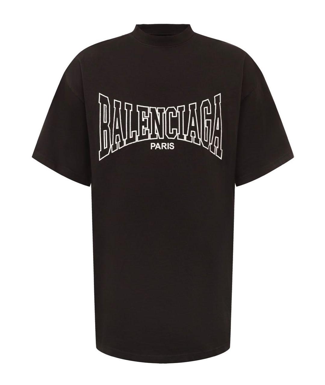 BALENCIAGA Антрацитовая хлопковая футболка, фото 1