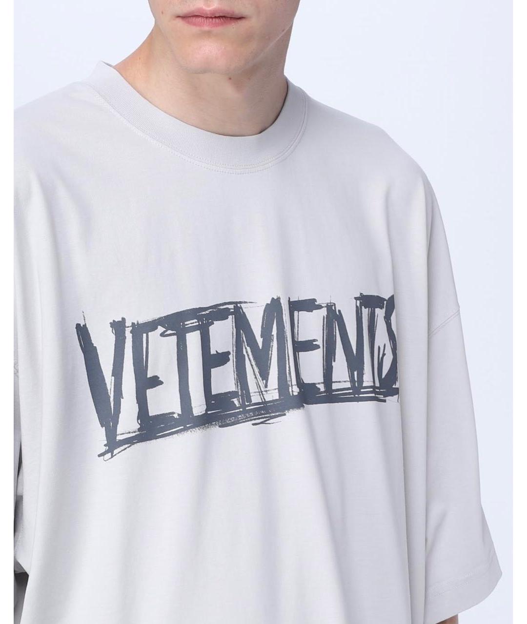 VETEMENTS Серая хлопковая футболка, фото 7