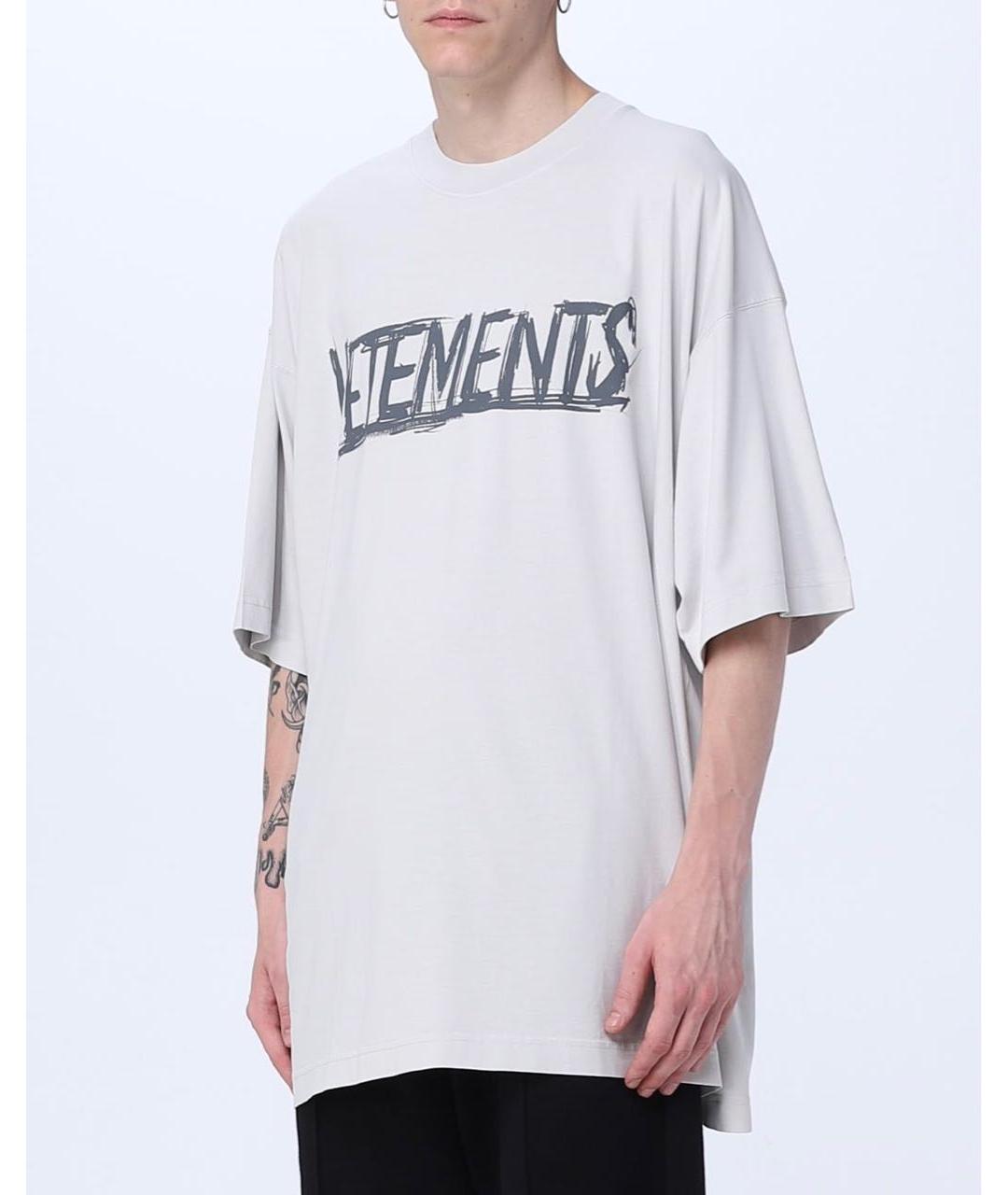 VETEMENTS Серая хлопковая футболка, фото 4